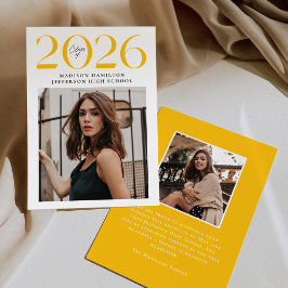 Moderne Klasse van 2025 Geel 2 Foto Afstuderen Aankondiging