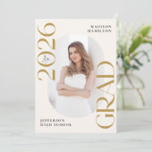 Moderne Klasse van 2025 Gold Photo Graduation Part Kaart (Staand voorkant)