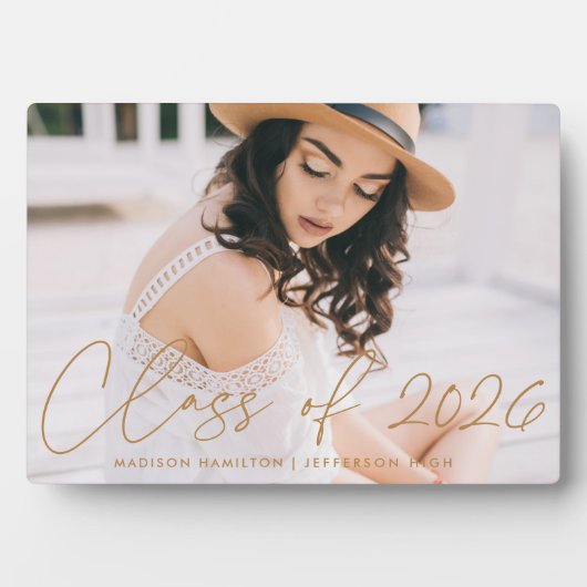 Moderne Klasse van 2025 Gold Script Afstuderen Fot Fotoplaat (voorkant)