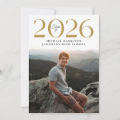 Moderne Klasse van 2025 Goud 2 Foto Afstuderen Aankondiging (Voorkant)