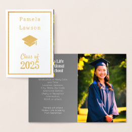 Moderne klasse van 2025 - goud folie kaarten