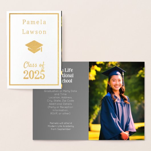 Moderne klasse van 2025 - goud folie kaarten (Display)