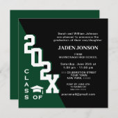 Moderne Klasse van 2025 Green Black Graduation Par Kaart (Voorkant / Achterkant)