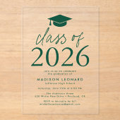 Moderne Klasse van 2025 Green Graduation Party Acryl Uitnodigingen (Voorkant)