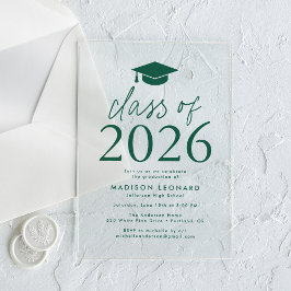 Moderne Klasse van 2025 Green Graduation Party Acryl Uitnodigingen