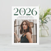 Moderne Klasse van 2025 Groen 2 Foto Afstuderen Aankondiging (Staand voorkant)