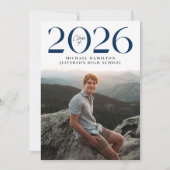 Moderne klasse van 2025 Navy 2 Foto Afstuderen Aankondiging (Voorkant)