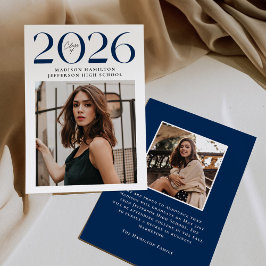 Moderne klasse van 2025 Navy 2 Foto Afstuderen Aankondiging