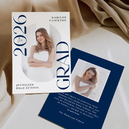 Moderne Klasse van 2025 Navy Afstudeerder 2 Foto A Aankondiging