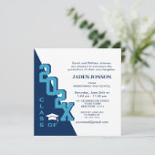 Moderne Klasse van 2025 Navy Blue Graduation Party Kaart (Staand voorkant)