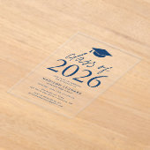 Moderne klasse van 2025 Navy Graduation Party Acryl Uitnodigingen (Laagn)