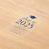 Moderne klasse van 2025 Navy Graduation Party Acryl Uitnodigingen (Laagn)