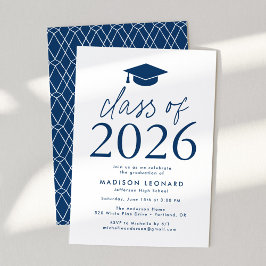 Moderne klasse van 2025 Navy Graduation Party Kaart