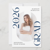 Moderne Klasse van 2025 Navy Photo Graduation Part Kaart (Voorkant)