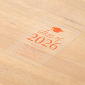 Moderne Klasse van 2025 Oranje Graduation Party Acryl Uitnodigingen (Laagn)