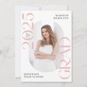Moderne Klasse van 2025 Pink Photo Graduation Part Kaart (Voorkant)