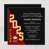 Moderne Klasse van 2025 Red Black Graduation Party Kaart (Voorkant / Achterkant)