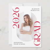 Moderne Klasse van 2025 Red Photo Graduation Party Kaart (Voorkant)