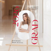 Moderne Klasse van 2025 Rode Foto Afstuderen Welko Acryl Bord