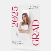 Moderne Klasse van 2025 Rode Foto Afstuderen Welko Acryl Bord (Hoek)