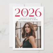 Moderne Klasse van 2025 Rood 2 Foto Afstuderen Aankondiging (Voorkant)