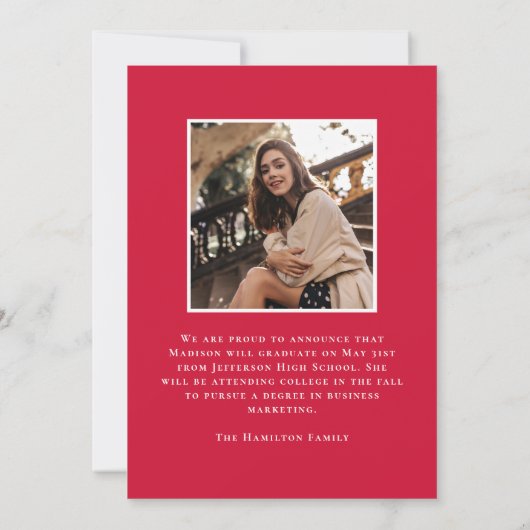 Moderne Klasse van 2025 Rood 2 Foto Afstuderen Aankondiging (Achterkant)