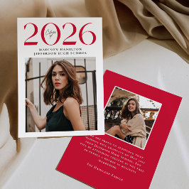 Moderne Klasse van 2025 Rood 2 Foto Afstuderen Aankondiging