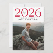 Moderne Klasse van 2025 Rood 2 Foto Afstuderen Aankondiging (Voorkant)