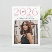 Moderne Klasse van 2025 Roze 2 Foto Afstuderen Aankondiging (Staand voorkant)