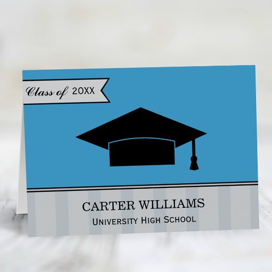 Moderne Klasse van 2025 Sky Blue Custom Afstuderen Bedankkaart
