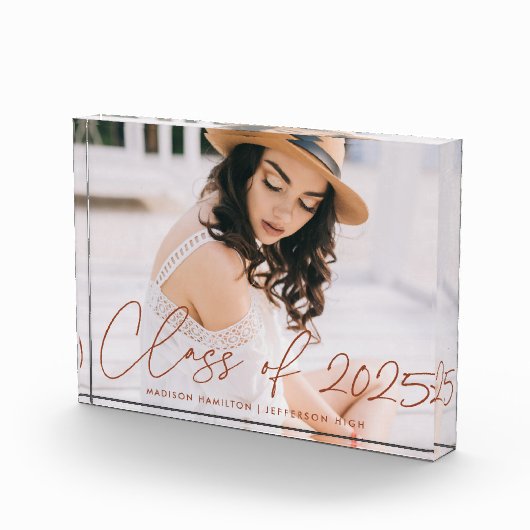 Moderne Klasse van 2025 Terracotta Script Afstuder Fotoblokken (Rechts)