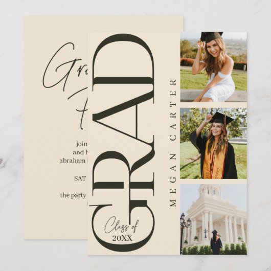 Moderne Klasse van 2025 Uitnodiging voor afstudeer (Voorkant / Achterkant)