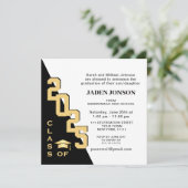 Moderne Klasse van 2025 White Black Graduation Par Kaart (Staand voorkant)