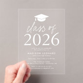 Moderne Klasse van 2025 White Graduation Party Acryl Uitnodigingen (Insitu (Draagbaar))
