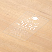 Moderne Klasse van 2025 White Graduation Party Acryl Uitnodigingen (Laagn)