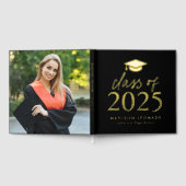 Moderne Klasse van 2025 Zwart Foto Afstuderen Gastenboek (Volledig)