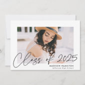 Moderne Klasse van 2025 Zwart Script Foto Aankondiging (Voorkant)