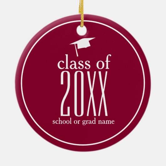 Moderne klasse van 20XX Graduation Cap Custom Colo Keramisch Ornament (Achterkant)