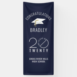 Moderne KLASSE VAN 20XX Navy Blue Afstuderen Door Spandoek