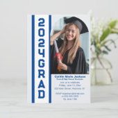 Moderne Klasse van 24, Blauw & Wit Afstuderen Kaart (Staand voorkant)