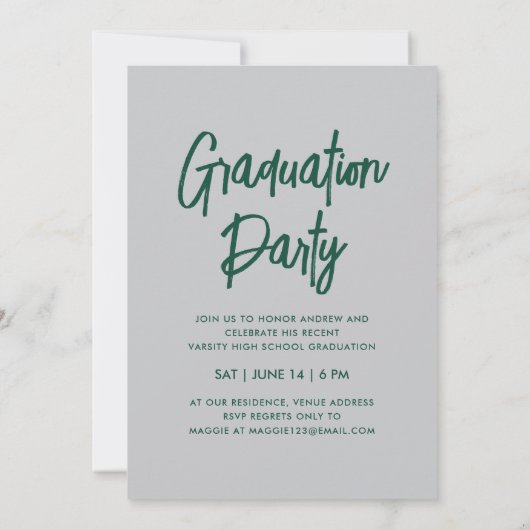 Moderne Klasse van 25 Green Silver 2 Foto Afstudee Kaart (Achterkant)