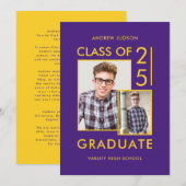 Moderne Klasse van 25 Paarse 2 foto's Open Huis Kaart (Voorkant / Achterkant)