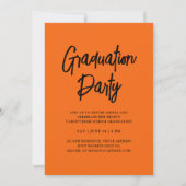 Moderne Klasse Van 25 Zwart & Oranje Afstudeerfees Kaart (Achterkant)