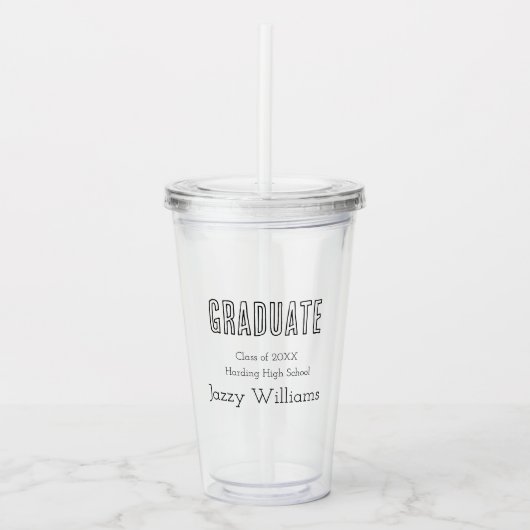 Moderne Klasse van Afstudeerder Gepersonaliseerd Acryl Drinkbeker (Voorkant)