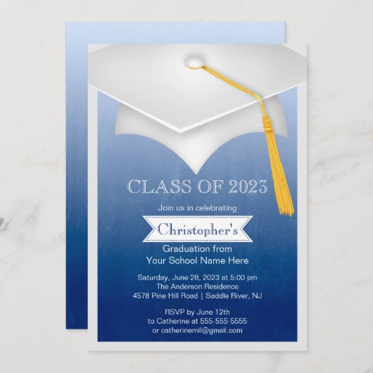 Moderne klasse van de uitnodiging van de Graduatio (Voorkant / Achterkant)
