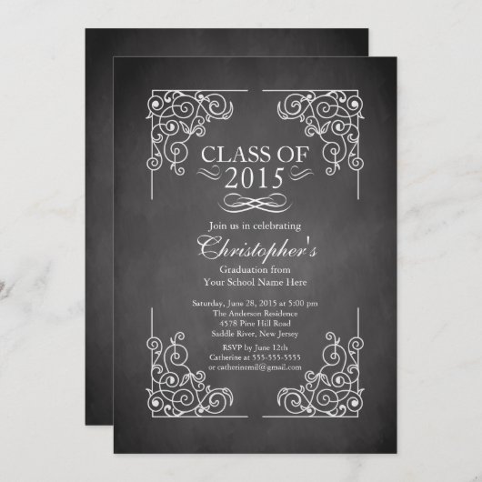 Moderne klasse van de uitnodiging van de Graduatio (Voorkant / Achterkant)