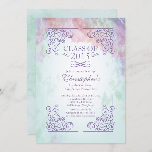 Moderne klasse van de uitnodiging van de Graduatio (Voorkant / Achterkant)