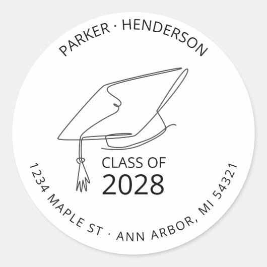 Moderne Klasse van het Adres van de Terugkeer Afst Ronde Sticker (Voorkant)