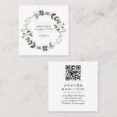 Moderne Klasse Waterverf QR CODE Aangepaste MARIA Vierkante Visitekaartje (Voorkant / Achterkant)