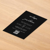 Moderne Klasse Zwarte & Witte Script QR-code Trouw Acryl Uitnodigingen (Laagn)